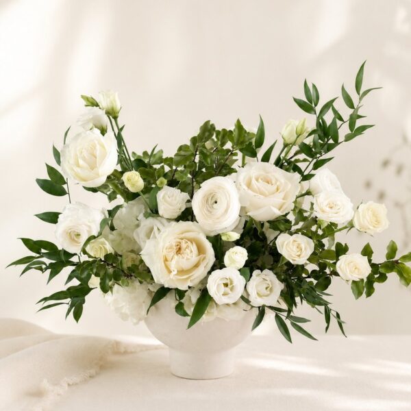 White Linen — hand-arranged florals by Valley Bloom Shop, Athens TN