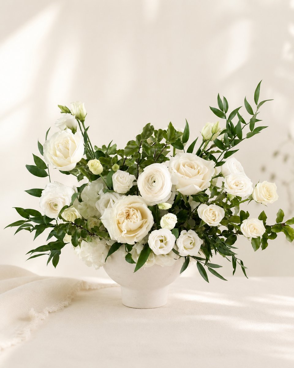 White Linen — hand-arranged florals by Valley Bloom Shop, Athens TN